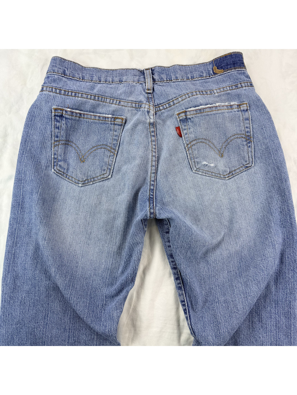 Levi's 505 Women's Jeans Size 6 M Distressed Straight Leg Y2K Faded Blue Denim - Picture 3 of 15